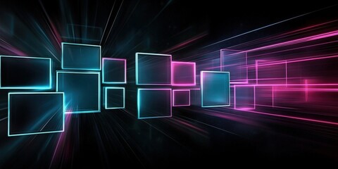 Poster - Digital background perfect for tech processes, neural networks, artificial intelligence, data transfer and encryption, digital archives, sound and graphic presentations, science, education, futuristic