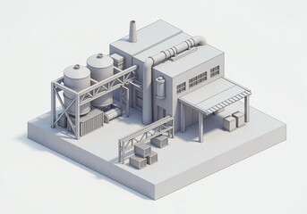 Poster - 3d isometric model of industrial building . Generative AI . Generative AI
