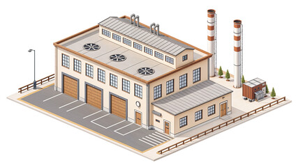 Poster - 3d isometric model of industrial building . Generative AI . Generative AI
