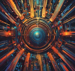 Poster - illustration of abstract technology background.