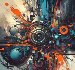 Poster - illustration of abstract technology background.