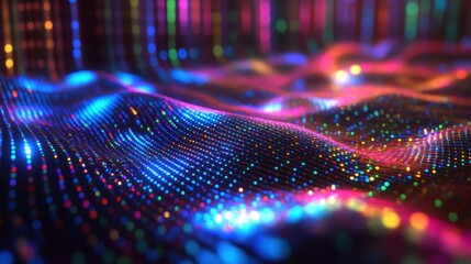 Poster - Abstract landscape of vibrant colorful dots and vertical lines