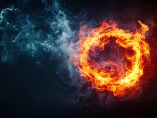 Aufkleber - Ring of fire glowing against a solid black background creating a dramatic visual effect
