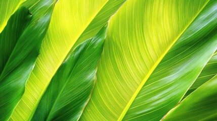 Poster - Close up of green leaves showing prominent leaf veins