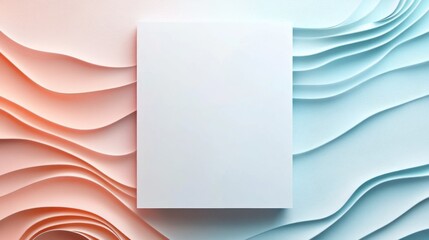 Poster - White rectangular card is placed between colorful wavy paper