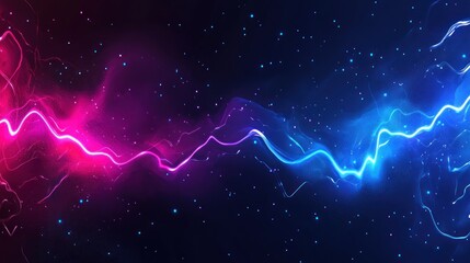 Aufkleber - Digital rendering shows abstract wavy line art in vibrant colors