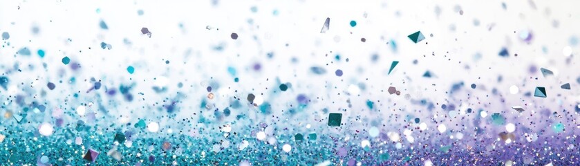 Poster - Abstract scattering of vibrant blue and purple glittery particles