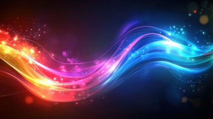 Poster - Colorful vibrant waves glow against a dark background