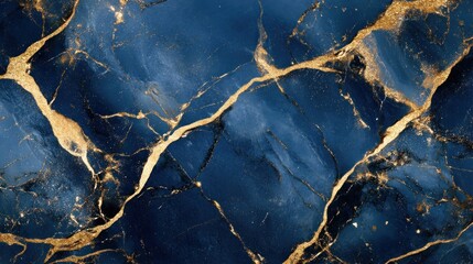 Poster - Deep blue marble with intricate gold veining pattern shown