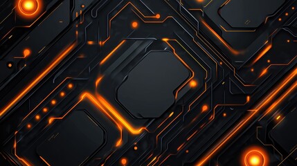 Poster - Abstract futuristic technology pattern featuring orange glowing lines