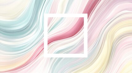 Poster - Abstract pastel colored waves with a white square overlay
