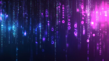 Poster - Digital rain of binary code cascades in futuristic aesthetic