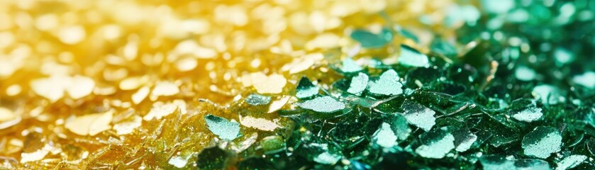 Poster - Gradient of yellow and green glittering decorative flake material