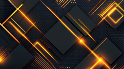 Poster - Abstract design featuring black squares and glowing orange lines