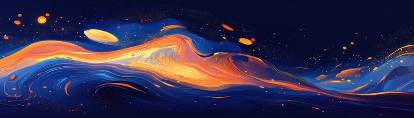 Poster - Abstract flowing waves create a dynamic artistic cosmic landscape