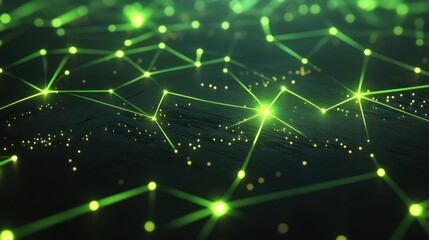 Poster - Glowing green network nodes connected by lines on a circuit board