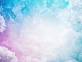Poster - Blue and pink sky with fluffy clouds at sunset over a scenic landscape