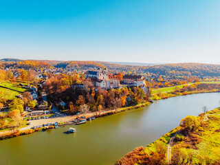 Wall Mural - Benedictine abbey, monastery and church on the rocky cliff and Vistula river. Tyniec near Krakow, Poland.