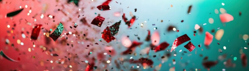 Aufkleber - Colorful confetti and glitter float through air in festive scene