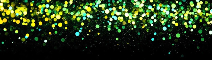 Aufkleber - Abstract image shows green and yellow bokeh lights over black