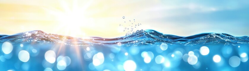 Poster - Sunlit water surface with underwater bokeh and bright reflections