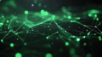 Aufkleber - Green networked system with glowing nodes connected by lines