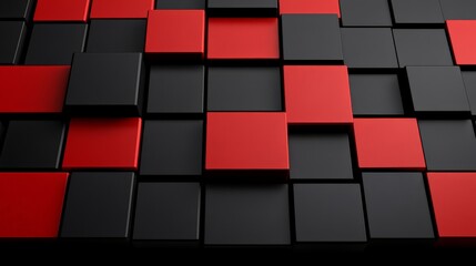 Poster - Creative Abstract Background with Black and Red Square Patterns