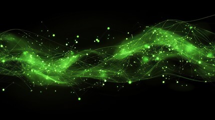 Aufkleber - Abstract digital network with bright green nodes and connections