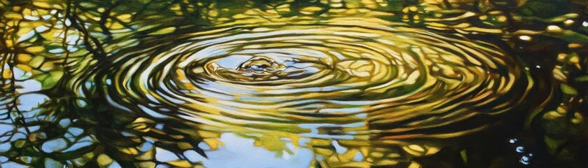 Poster - Droplet creating concentric circles in the reflective water surface