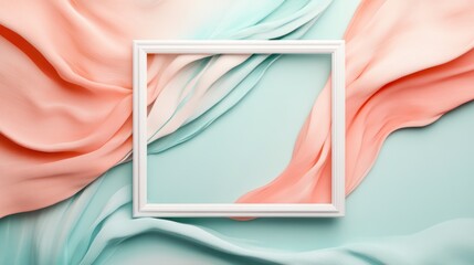 Poster - Pastel fabrics frame and background create elegant presentation backdrop