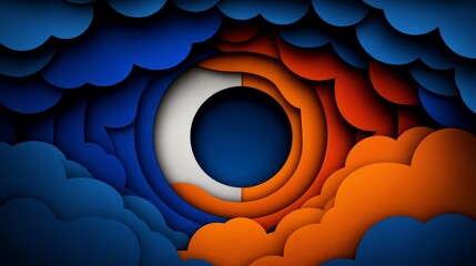 Fototapete - Abstract Colorful Pattern with Circular Shapes and Layered Clouds