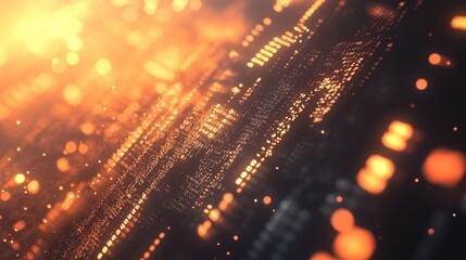 Aufkleber - Abstract glowing network of data points in warm light