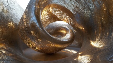 Poster - Abstract woven sculpture with intricate swirling and spiral patterns