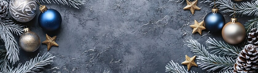 Aufkleber - Festive christmas decorations adorn a textured grey surface beautifully