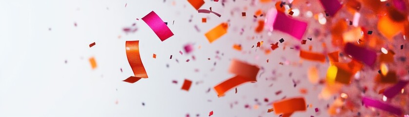 Aufkleber - Colorful confetti falling against a white background creates a festive scene