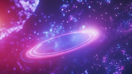 Poster - Rings of light encircle an abstract object in deep space