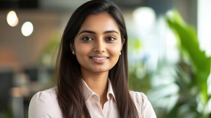 Poster - Professional woman smiling in modern office setting