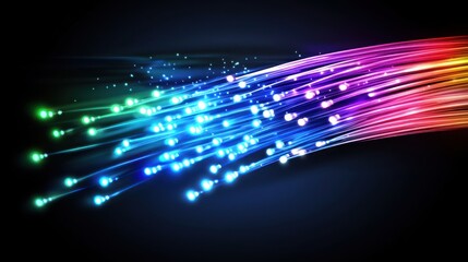 Poster - Light streams display vibrant hues across a dark background