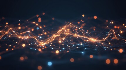 Aufkleber - Abstract network of interconnected points and lines glows vibrantly