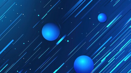 Fototapete - Abstract blue background with spheres and diagonal lines