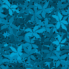 Canvas Print - Modern monotone marine blue leaves with foliage pattern background