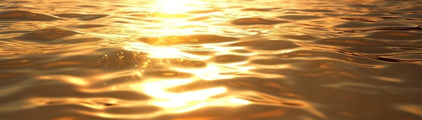 Poster - Sunlight reflecting off rippling water creates a golden shimmering effect