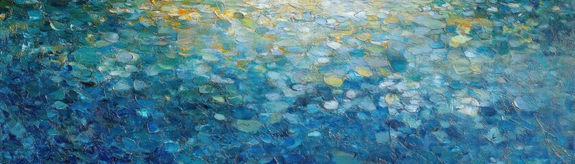 Poster - Abstract painting features shades of blue and yellow textures
