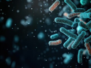 Aufkleber - Close up of pathogen cell on blue background with detailed cellular structure and texture