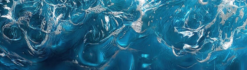 Poster - Water surface texture with blue hues and white foam