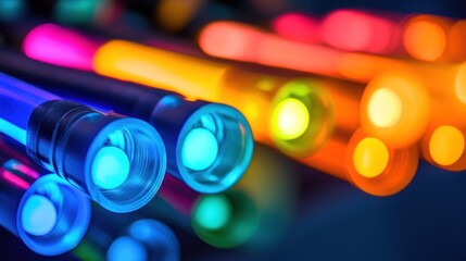 Poster - Illuminated led flashlight array displays vibrant rainbow of colors