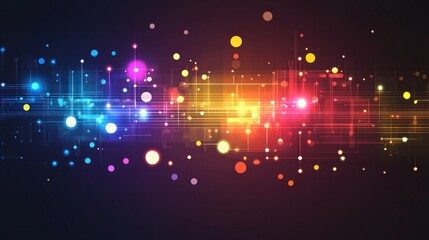 Aufkleber - Abstract illustration of colorful glowing network with geometric connections