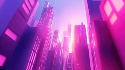 Poster - Cityscape view looking up at tall modern buildings