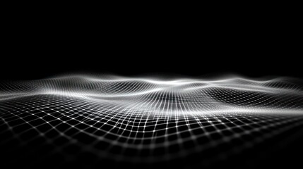 Aufkleber - Abstract white grid with a wavy surface on black background