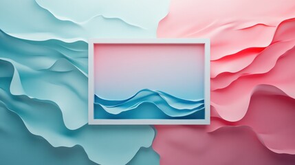 Poster - Square frame over pastel abstract background with wavy texture